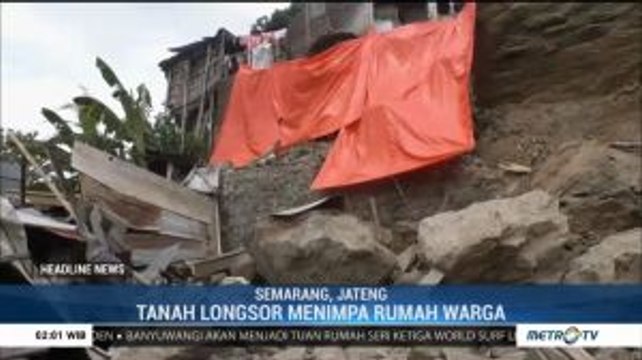 Tanah Longsor Timpa Empat Rumah Warga di Semarang