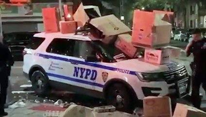 Trick, no treat: NYPD vehicle gets covered in trash on Halloween