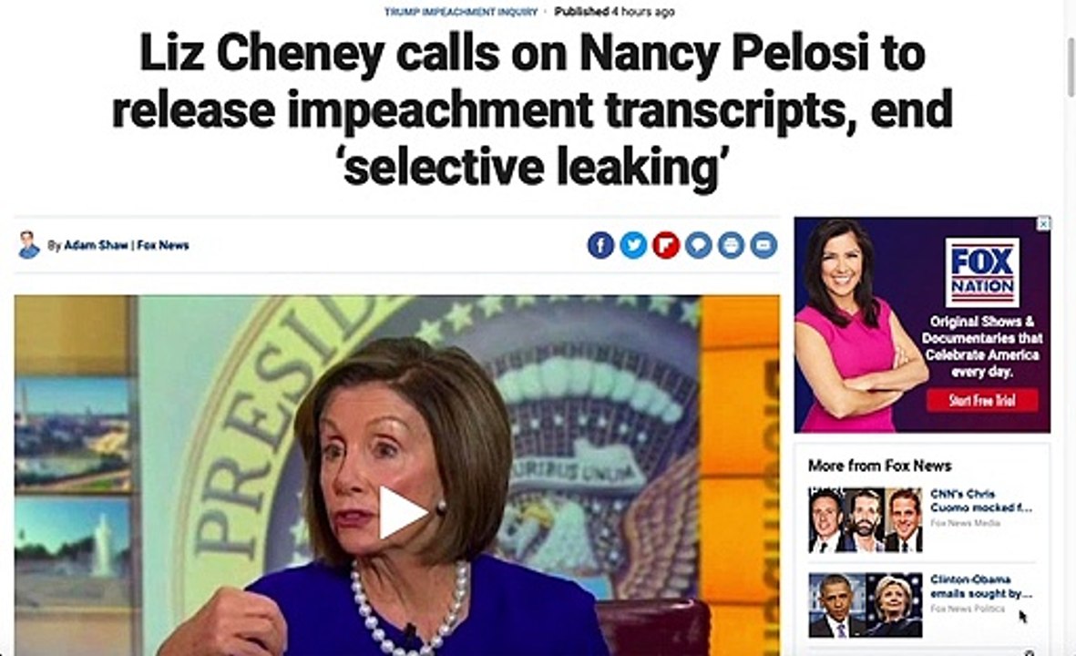 LIZ CHENEY DEMANDS PELOSI RELEASE TRANSCRIPTS