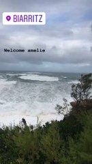 L'océan est déchainé au passage de la tempête Amélie à Biarritz