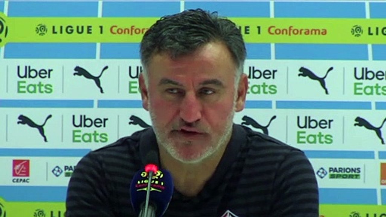Football - Ligue 1 - Christophe Galtier en conférence de presse après la défaite du LOSC contre l'OM