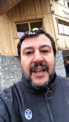 Matteo Salvini sotto la neve: "Nuove tasse, daremo battaglia giorno e notte" -  Val Gardena 3.10.19