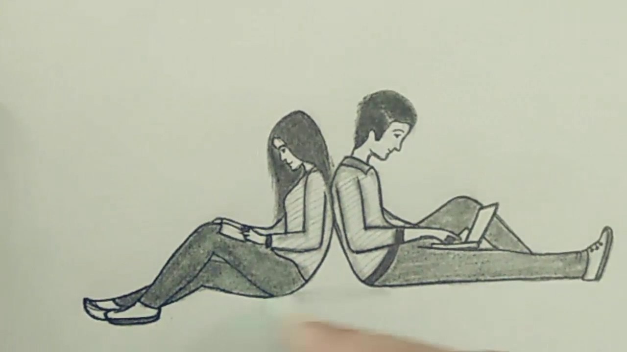 How to draw a cute couple with reading books || art 5 || Paper Pencil sketch art