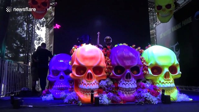 Scores of terrifying zombies walk through streets of Sao Paulo in Brazil