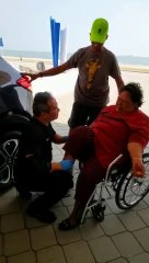 Tears of joy as she got off the wheelchair