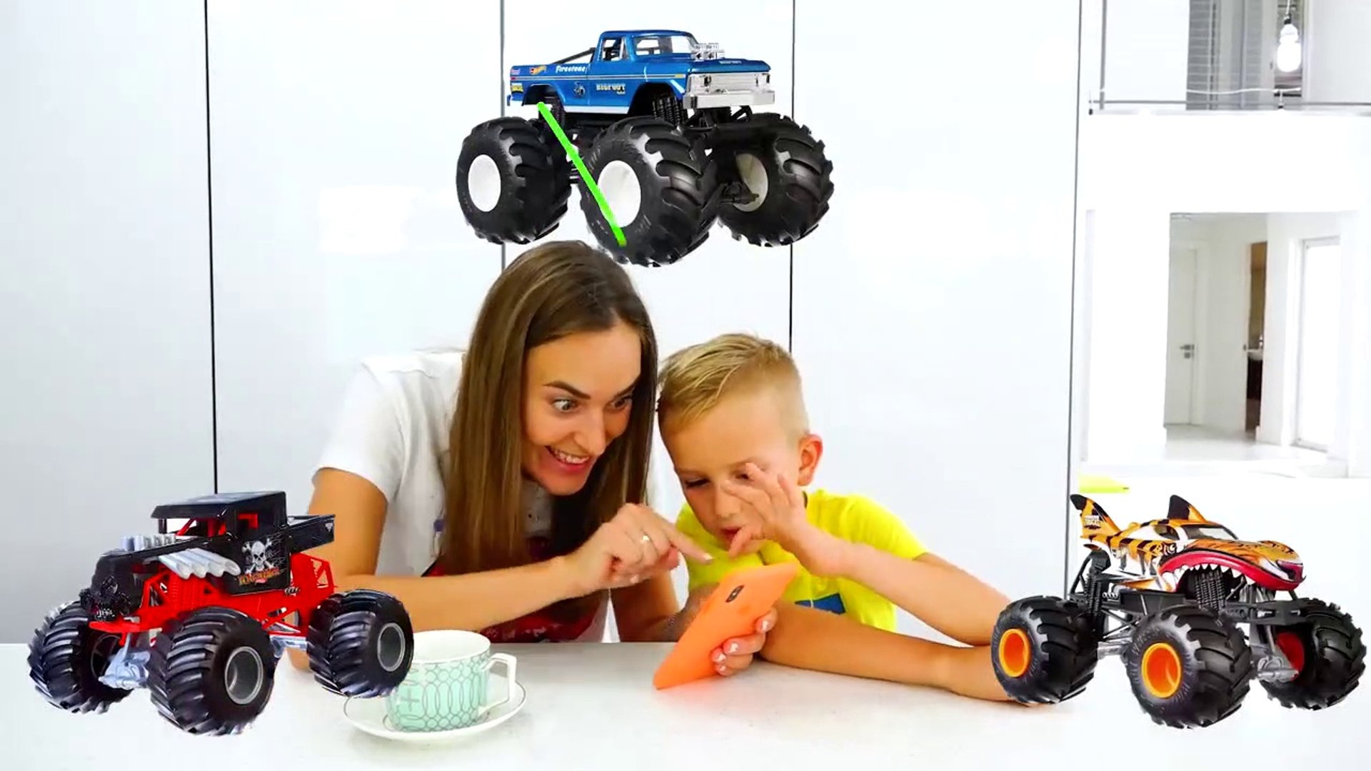 vlad and nikita play with toy cars