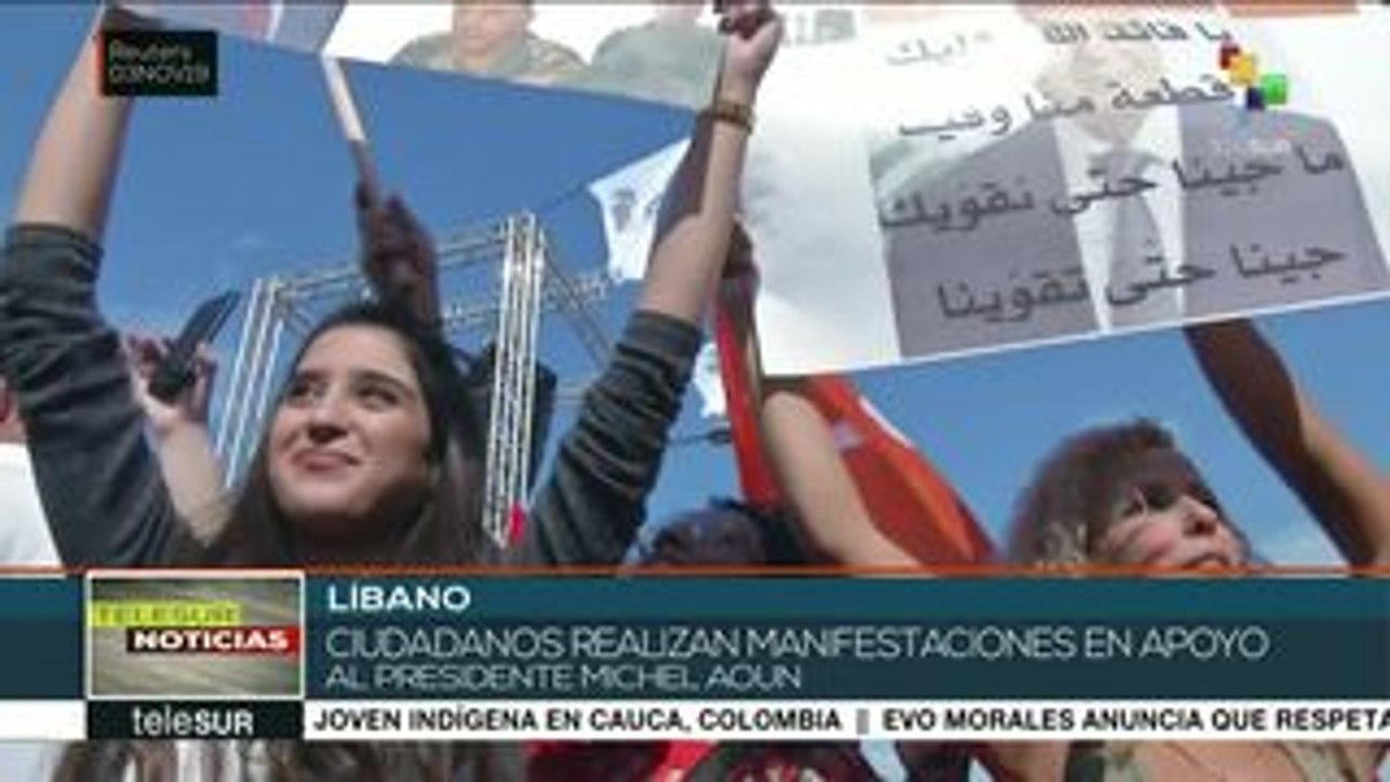 Miles de libaneses se concentran para apoyar al presidente Michel Aoun