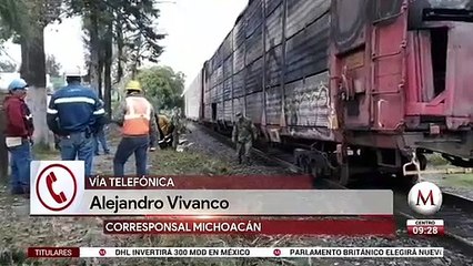 En Morelia, tren que transportaba vehículos se incendia