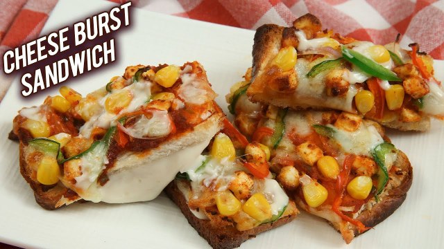 Cheese Burst Sandwich | How To Make Cheese Sandwich At Home | Lunch Box Recipes | Ruchi