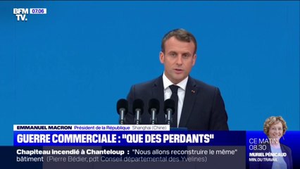 À Shanghaï, Emmanuel Macron affirme que "la guerre commerciale ne fait que des perdants"