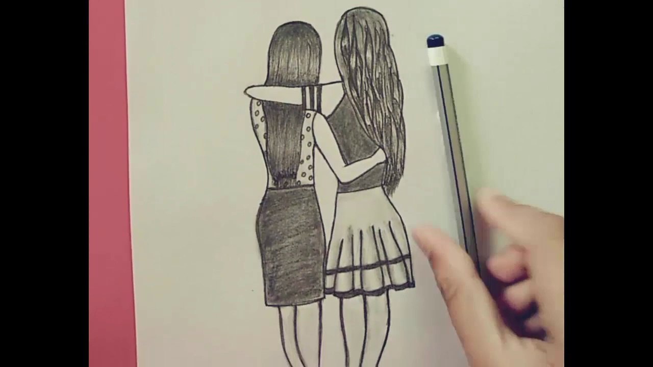How to draw best friend forever || art 6 || Paper Pencil sketch ...