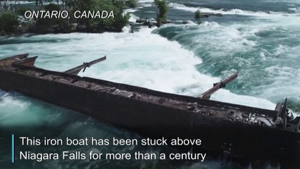 Boat stuck above Niagara Falls for over a century moves downriver