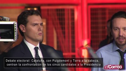 Debate electoral: Cataluña, con Puigdemont y Torra a la cabeza, centran la confrontación televisiva de los cinco candidatos