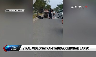Viral! Satpam Tabrak Gerobak Bakso di Bekasi