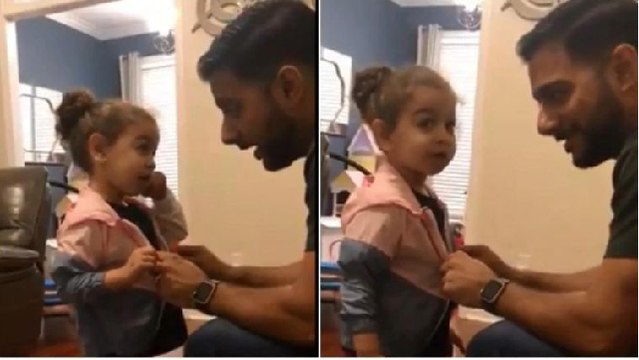 Father questions his daughter for stealing friend's jacket, internet showers love