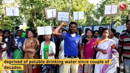 Adivasi Chatra Sanstha staged blockade at the Nazirating Water Supply Project in Digboi