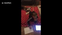 Dog SLEPT on my homework: Boy, 11, has novel excuse for not completing his studies as tiny puppies rest on his leg