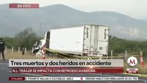 Tráiler choca en García; hay 3 muertos y 2 lesionados