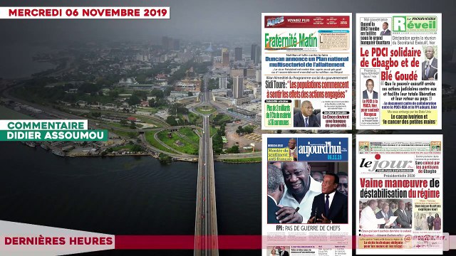 Le Titrologue du 06 novembre 2019 le PDCI solidaire de Gbagbo et de Blé Goudé
