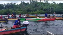 Wounded blue whale found stranded in coastal waters off Indonesian fishing village