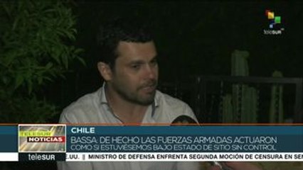 Bassa: Piñera generó un vacío de poder llenado 'de facto' por las FFAA