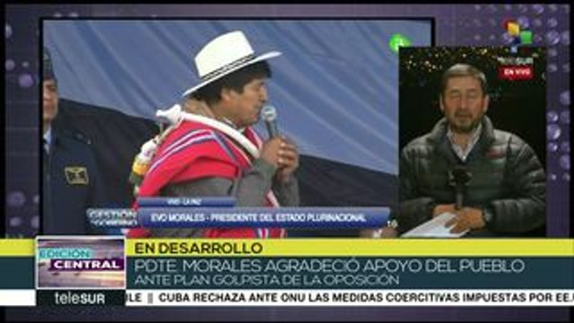 Bolivia:pdte. Evo Morales agradece apoyo del pueblo ante plan golpista