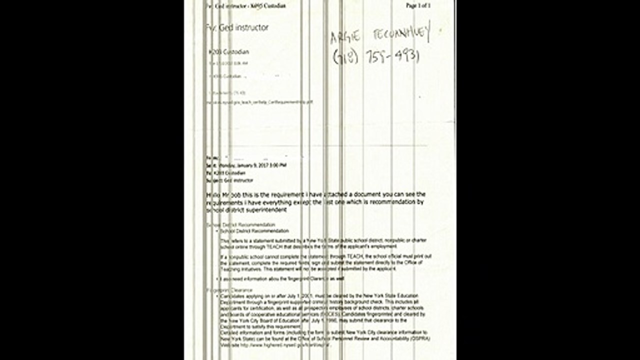 GED INSTRUCTOR LETTER
