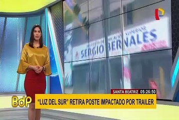 Santa Beatriz: retiran poste impactado por camión