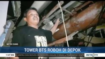 Tower BTS di Depok Roboh Timpa Rumah Warga