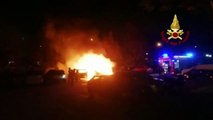 Milano - Via Forze Armate. l'incendio di 5 autovetture -1- (07.11.19)