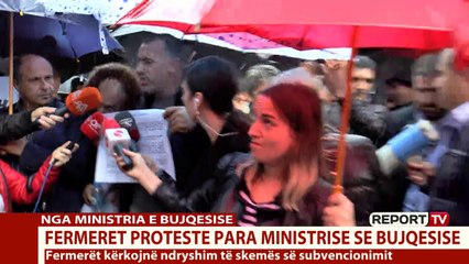 Report TV - Fermerët e Myzeqesë protestë para Ministrisë së Bujqësisë: Të na plotësohen kërkesat