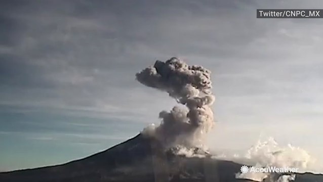 Explosion at volcano sends ash and debris racing into the sky