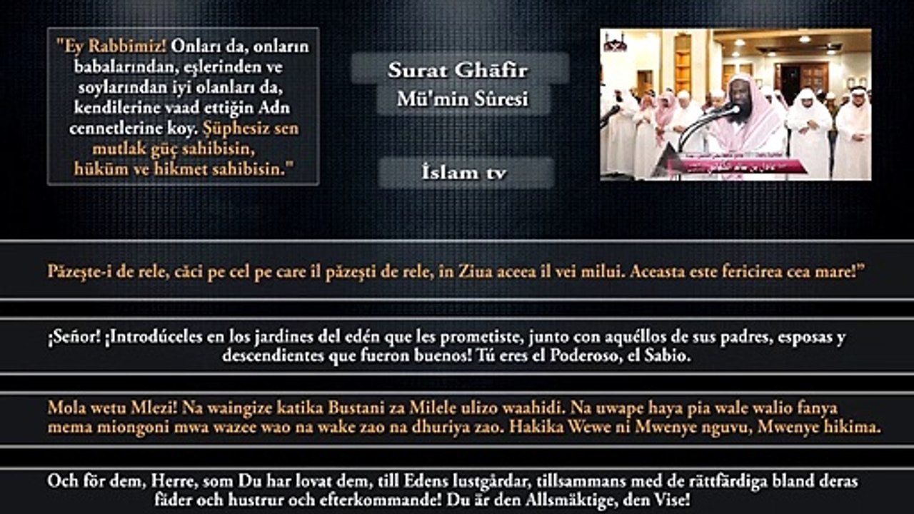 Mü'min Suresi Romence, İspanyolca, Svahili, İsveççe, Türkçe Anlamı
