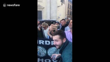 Rod Stewart spotted singing along with Celtic fans in Rome ahead of their clash with Lazio