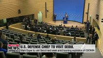 U.S. Defense Secretary Mark Esper to visit S. Korea next week