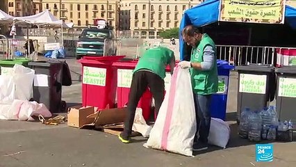 Lebanese activists clean up after protests