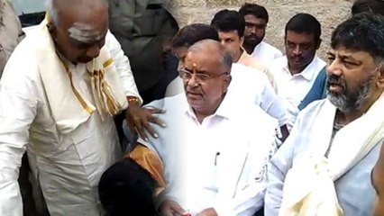 D K Shivakumar, Devegowda, and some other leaders visit Chamundi betta today