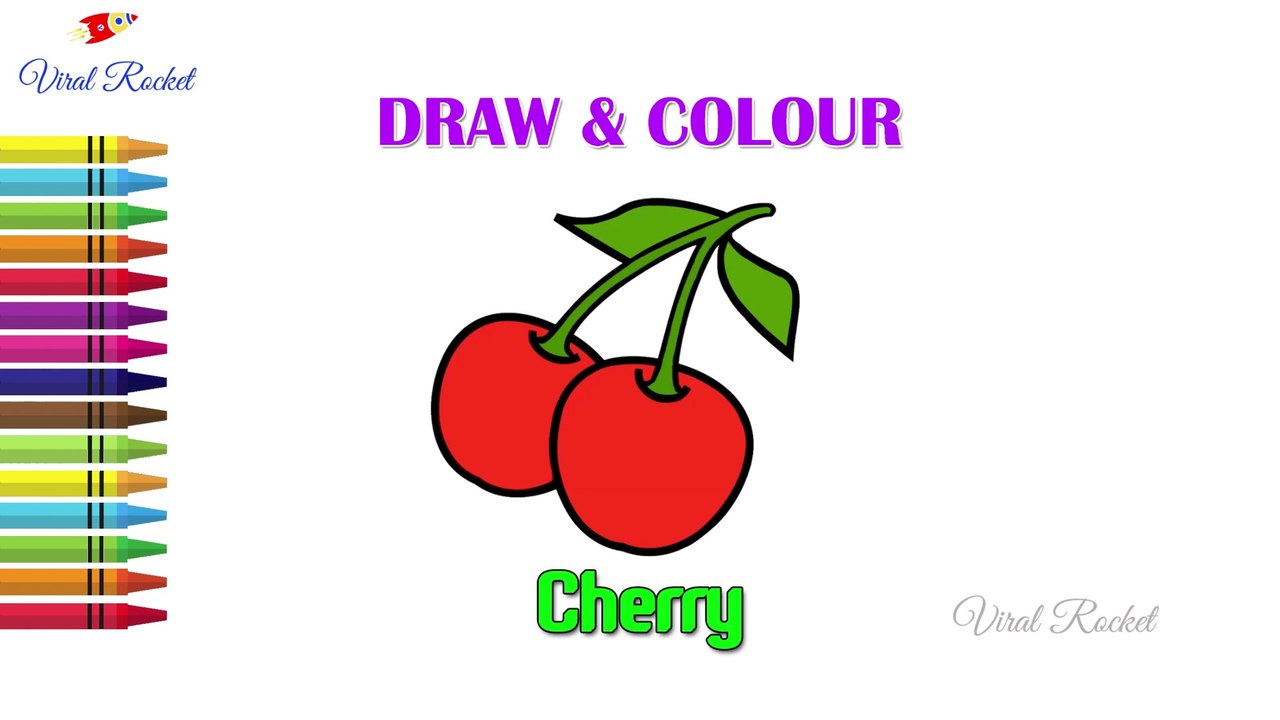 Cherry Drawing for kids | How to Draw a Cherry Fruit easily for ...