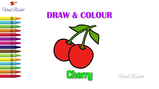 Cherry Drawing for kids | How to Draw a Cherry Fruit easily for children | Art Breeze # 33 | Learn Drawing and Colouring for kids | Viral Rocket