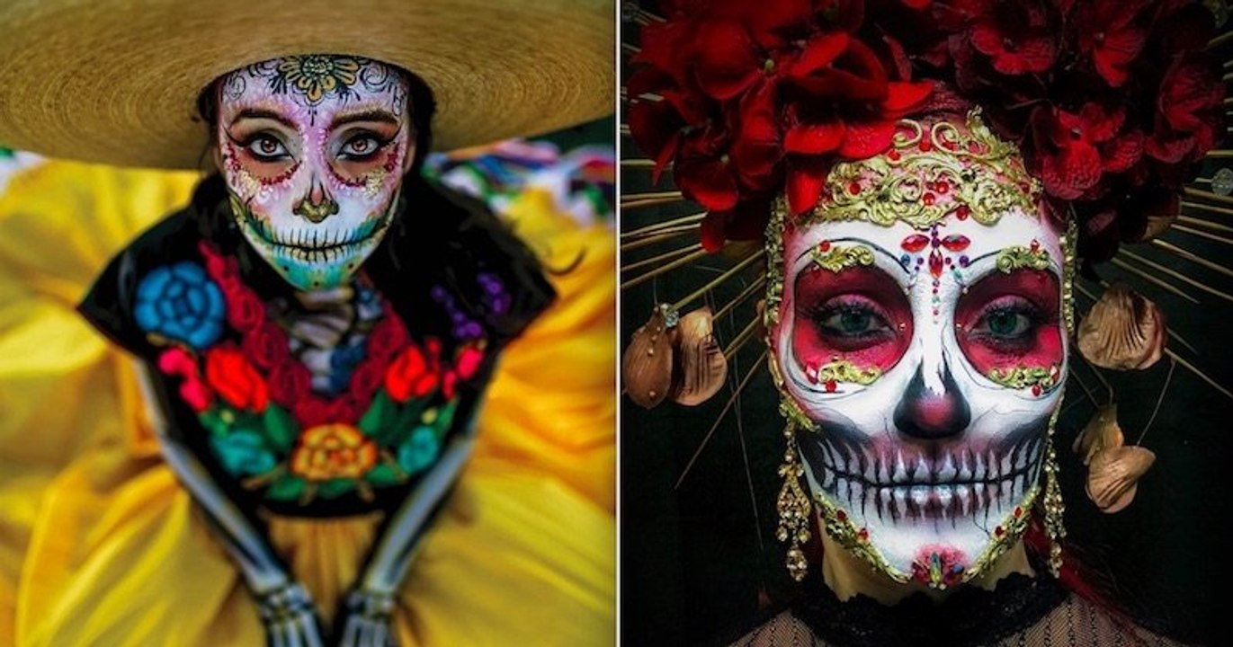 Ces maquillages et costumes arborés par des Mexicains, à l'occasion du « Jour des morts », sont aussi effrayants que sublimes