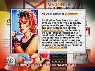 Pinoy Fans, nire-request na kantahin ni Madonna ang ""Crazy For You""