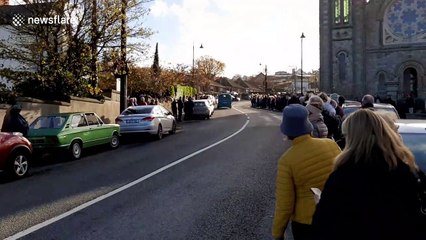 Dozens line streets of Dublin to pay tribute to Irish broadcaster Gay Byrne