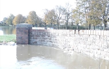 River Rase levels so high that water cannot get under bridge near Market Rasen Rugby Club