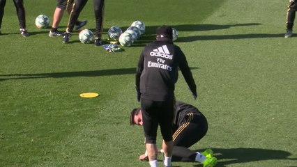 Ramos heads ball into Real Madrid team-mate's face