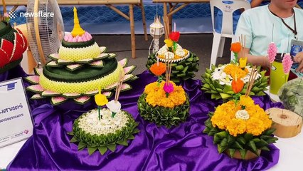 Buddhists prepare for the annual Loy Krathong festival honouring the 'Goddess of Water'