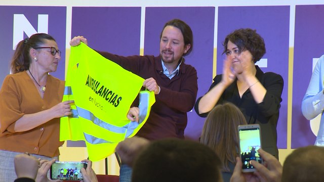 Mitin de Pablo Iglesias en el barrio de Santa Bárbara en Toledo