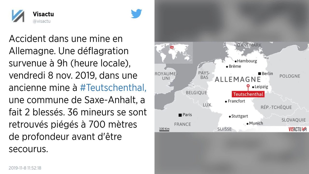 Allemagne. 36 mineurs sauvés après être restés coincés à 700 m de profondeur