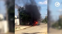 Ônibus levando pacientes para Vitória pega fogo