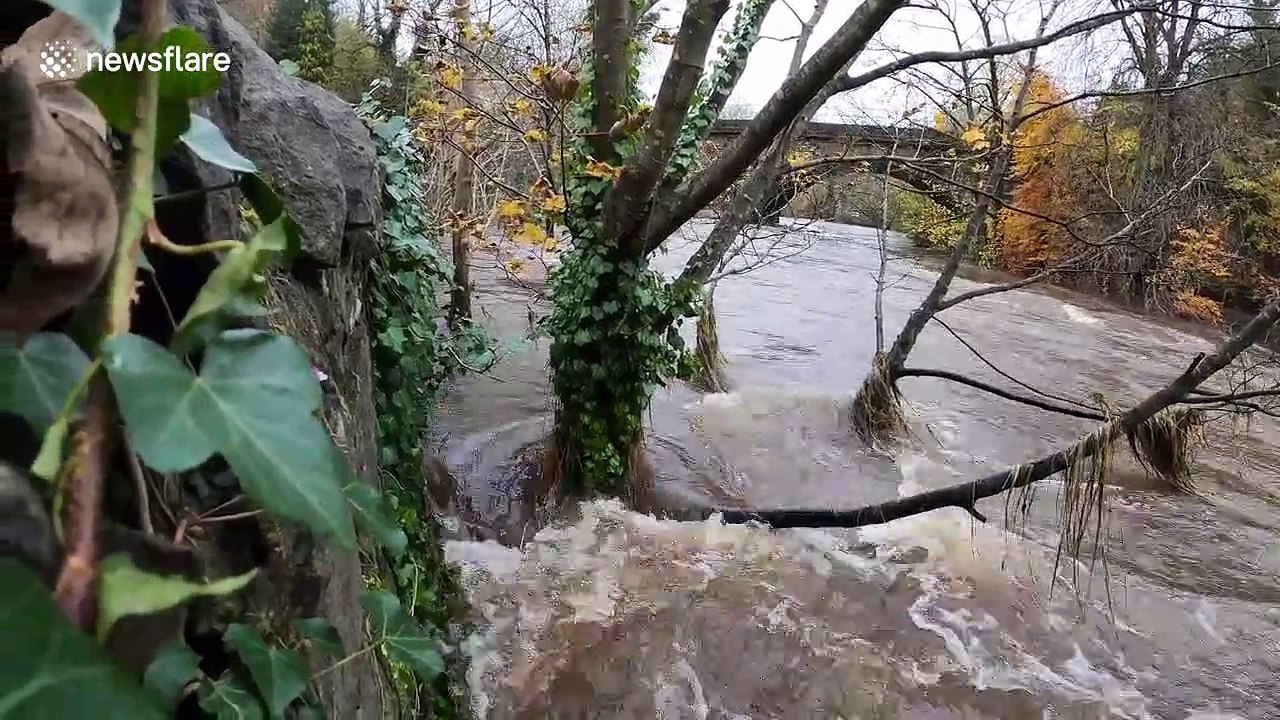Surrounding land flooded as River Derwent water levels rise in Derbyshire