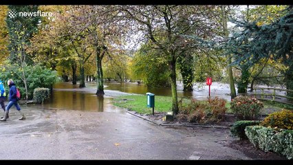 Matlock Town Council members assess the extensive flood damage in Matlock Derbyshire, UK